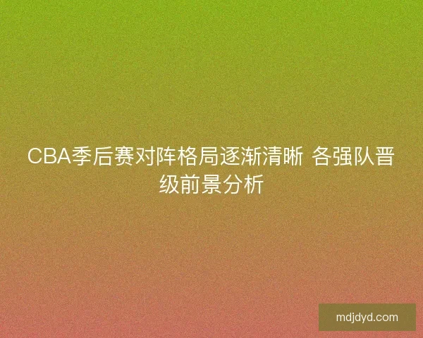 CBA季后赛对阵格局逐渐清晰 各强队晋级前景分析
